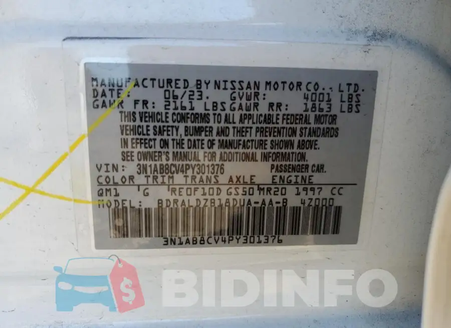 3N1AB8CV4PY301376 Photo# 12