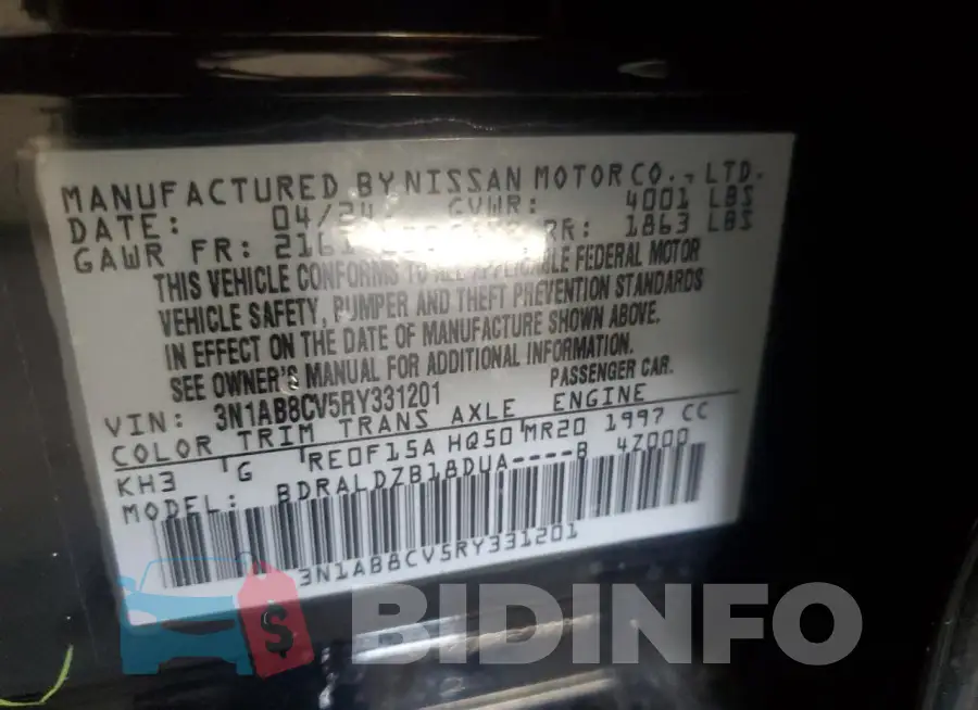 3N1AB8CV5RY331201 Photo# 13