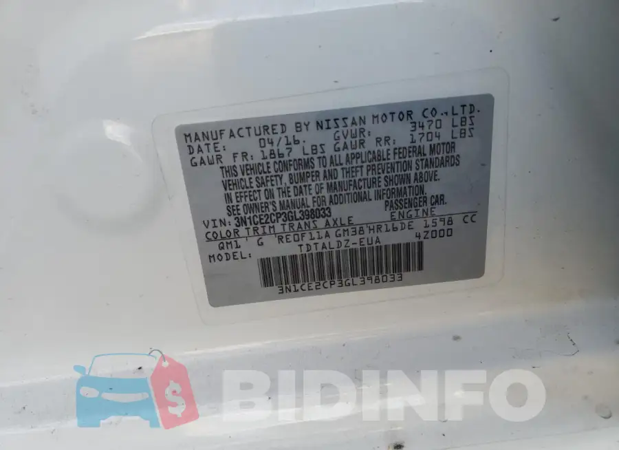 3N1CE2CP3GL398033 Photo# 12
