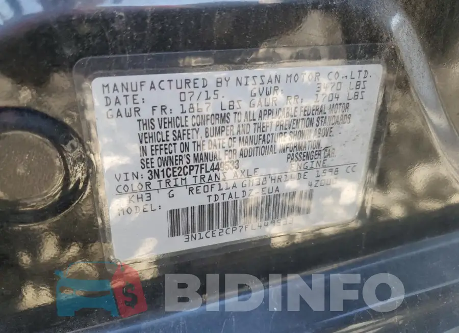 3N1CE2CP7FL449533 Photo# 12