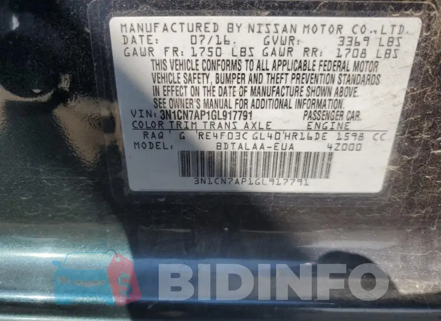 3N1CN7AP1GL917791 Photo# 12