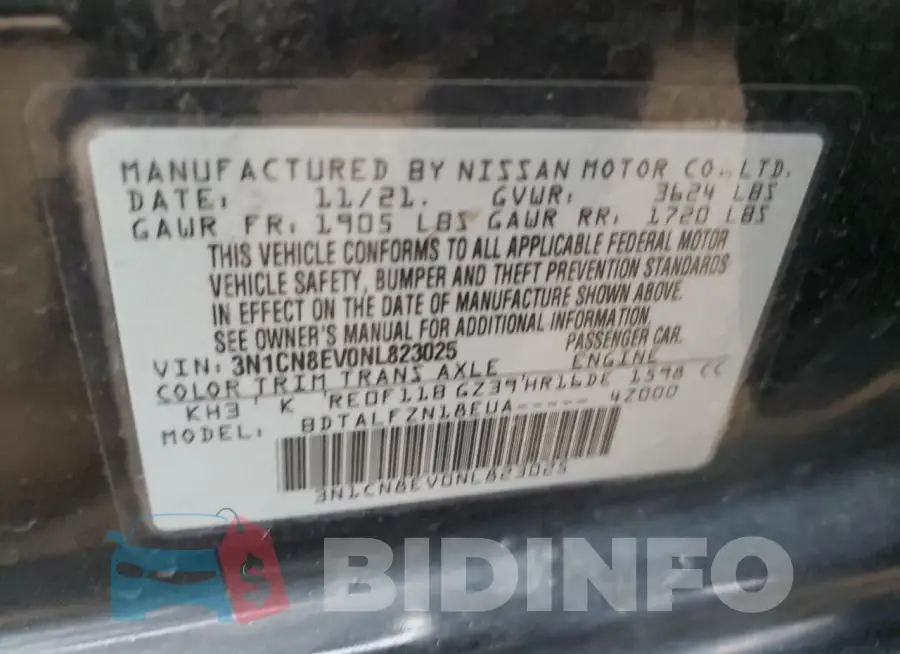 3N1CN8EV0NL823025 Photo# 12