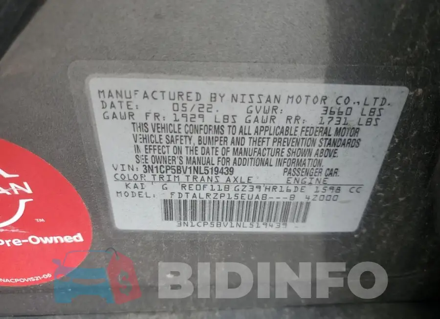 3N1CP5BV1NL519439 Photo# 13