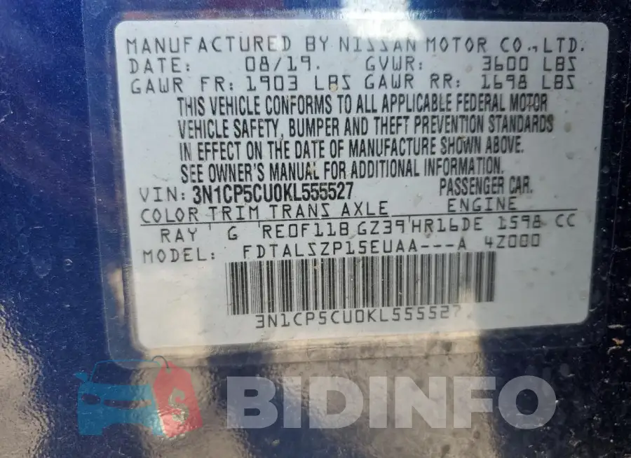 3N1CP5CU0KL555527 Photo# 13