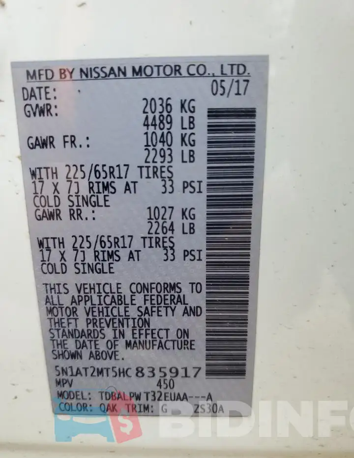 5N1AT2MT5HC835917 Photo# 13