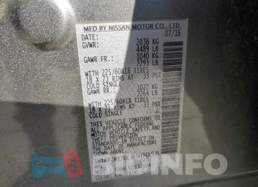 5N1AT2MT7GC890058 Photo# 13