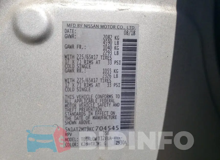 5N1AT2MT9KC704545 Photo# 14