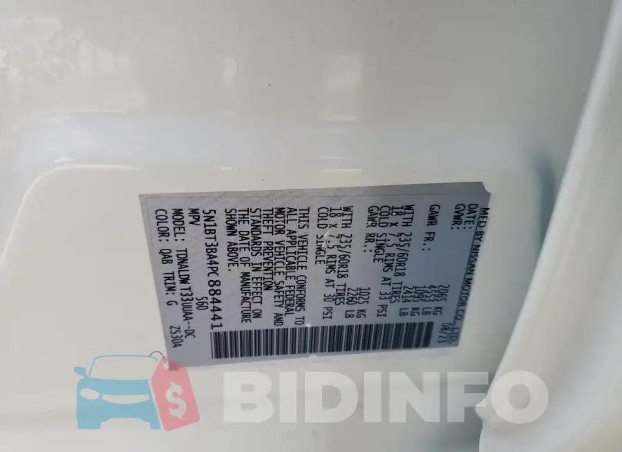 5N1BT3BA4PC884441 Photo# 14