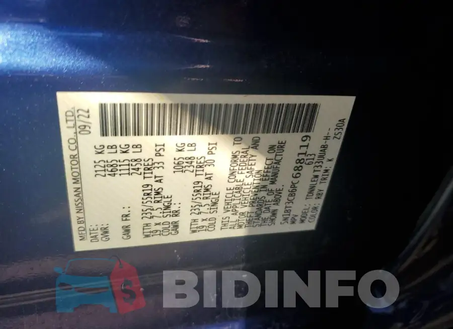 5N1BT3CB6PC688119 Photo# 13