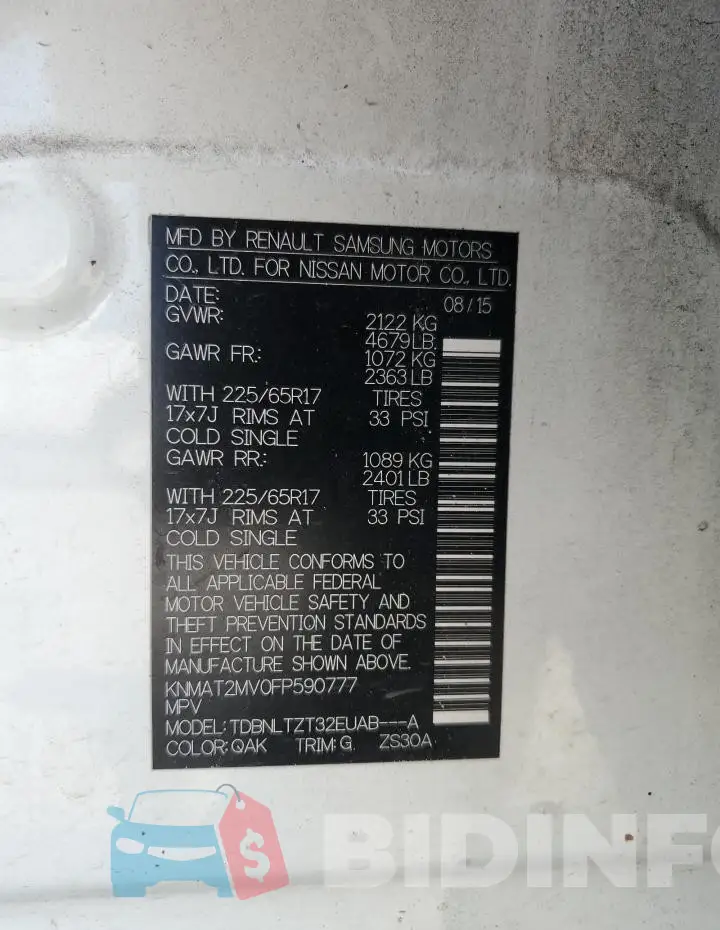 KNMAT2MV0FP590777 Photo# 13