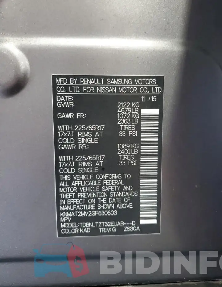 KNMAT2MV2GP630603 Photo# 13