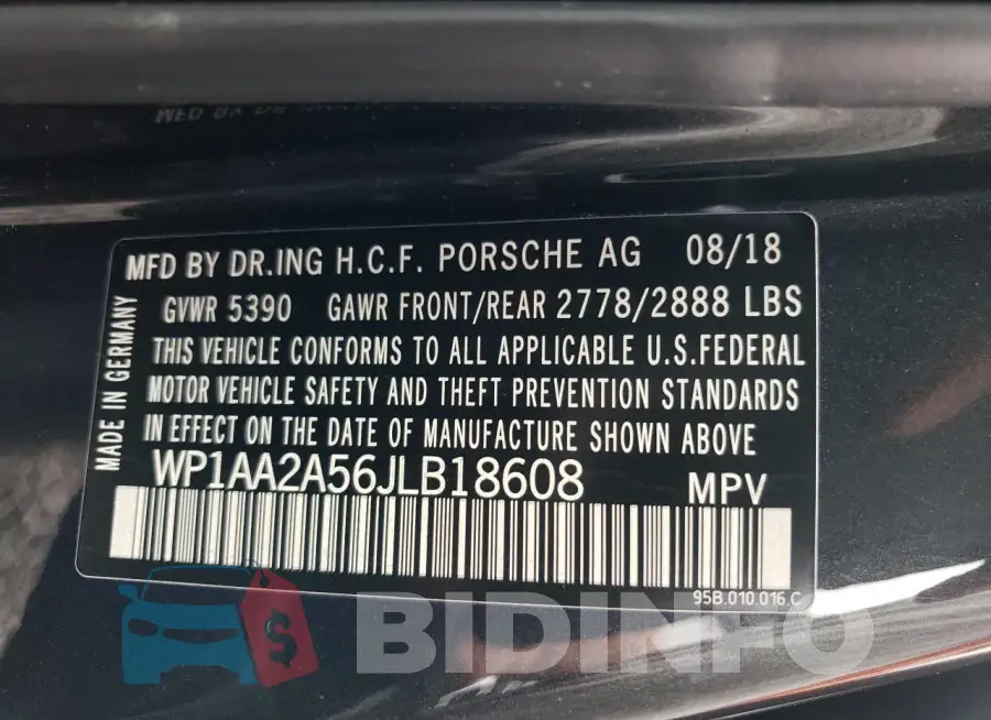 WP1AA2A56JLB18608 Photo# 13