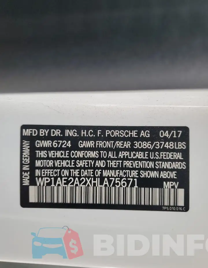 WP1AE2A2XHLA75671 Photo# 13
