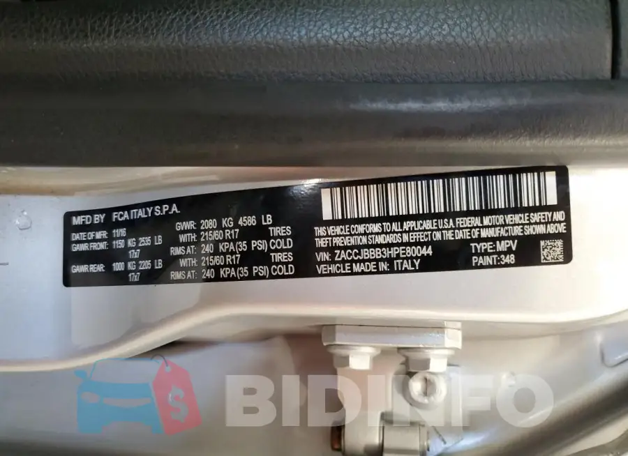 ZACCJBBB3HPE80044 Photo# 12