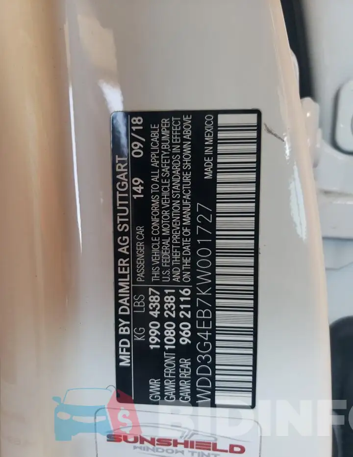WDD3G4EB7KW001727 Photo# 12