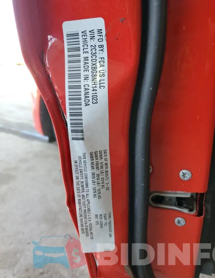 2C3CDXBG8NH141023 Photo# 13