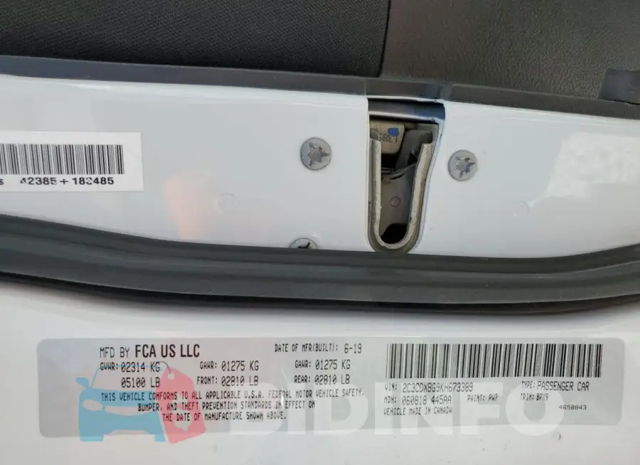 2C3CDXBG9KH673389 Photo# 12