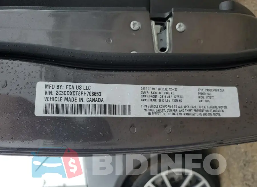 2C3CDXCT8PH708653 Photo# 13