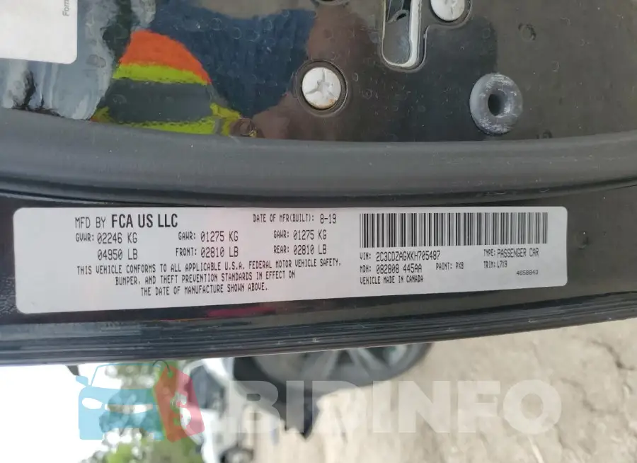 2C3CDZAGXKH705487 Photo# 13