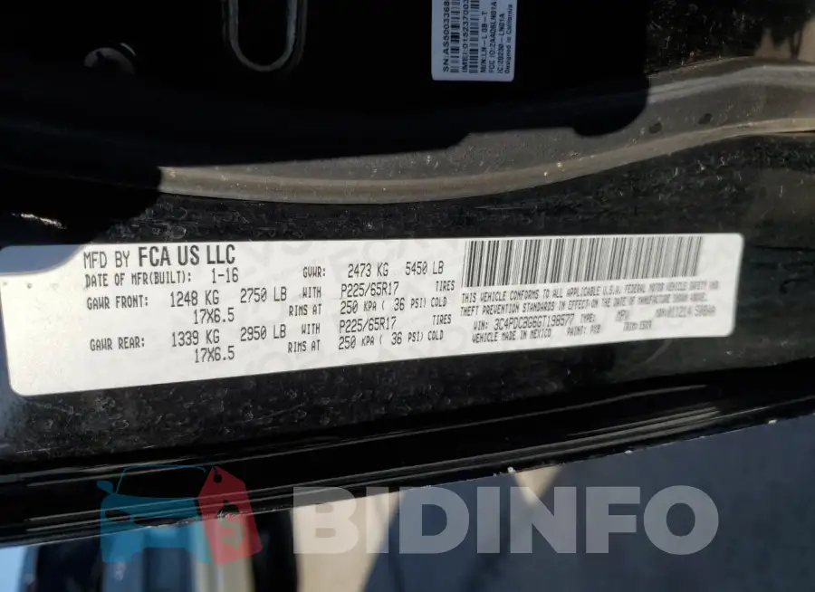 3C4PDCBG6GT198577 Photo# 14