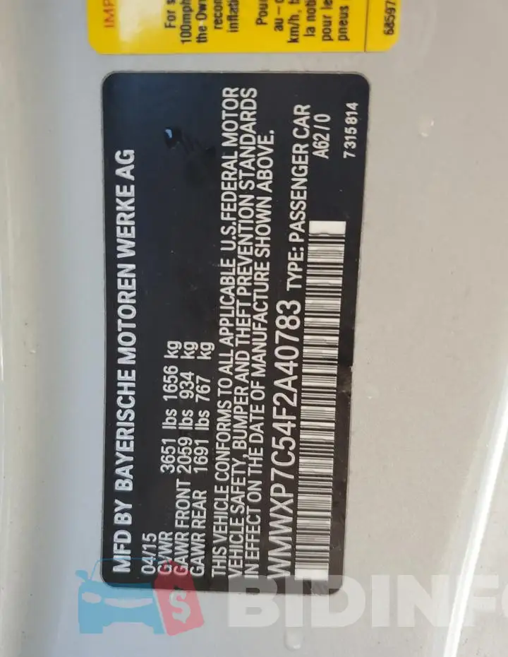 WMWXP7C54F2A40783 Photo# 12