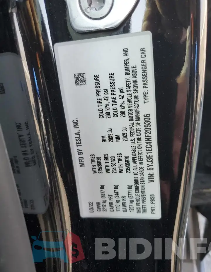 5YJ3E1EC4NF209306 Photo# 13
