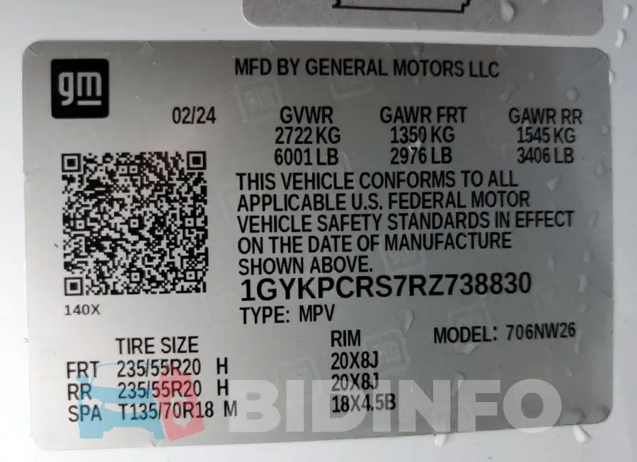 1GYKPCRS7RZ738830 Photo# 14
