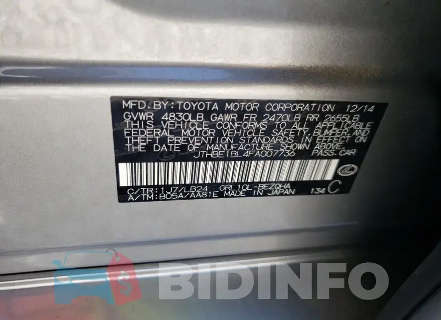 JTHBE1BL4FA007736 Photo# 12