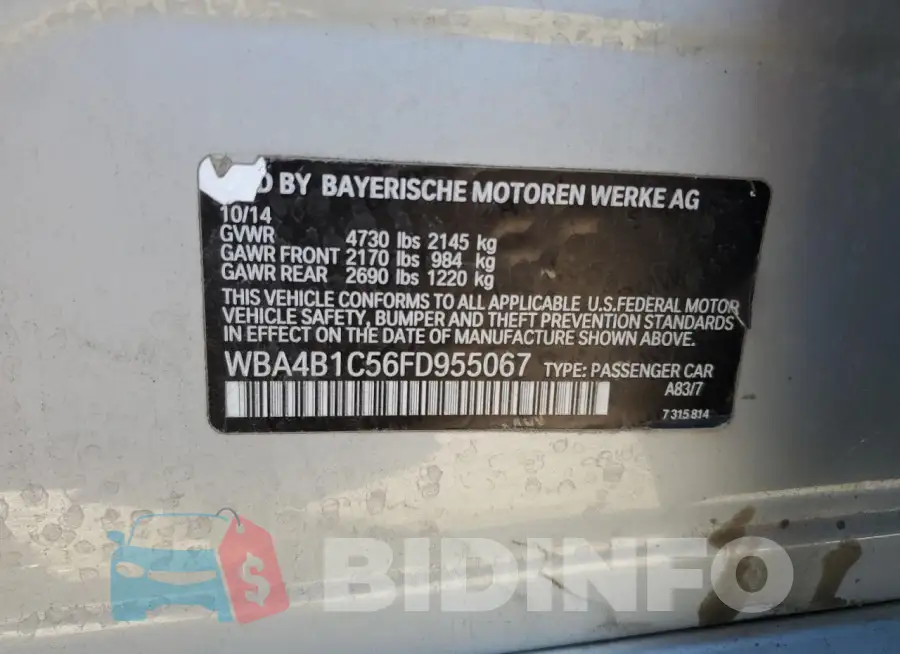 WBA4B1C56FD955067 Photo# 13