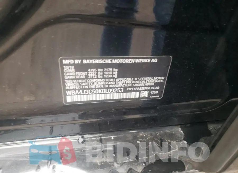WBA4J3C50KBL09253 Photo# 12