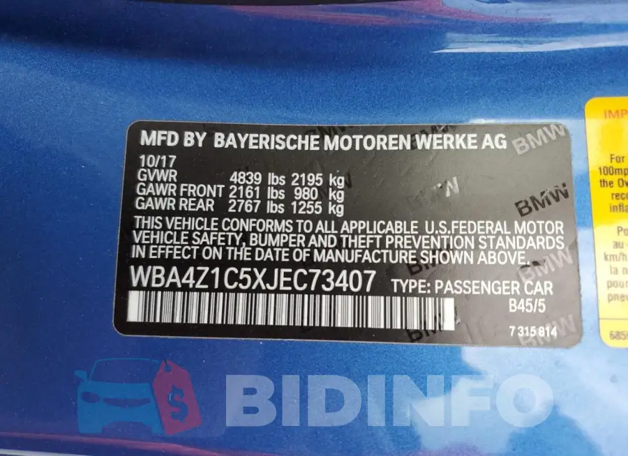 WBA4Z1C5XJEC73407 Photo# 13
