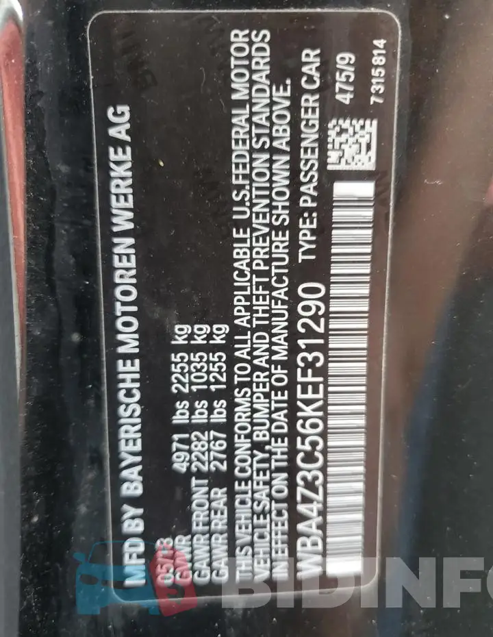 WBA4Z3C56KEF31290 Photo# 12