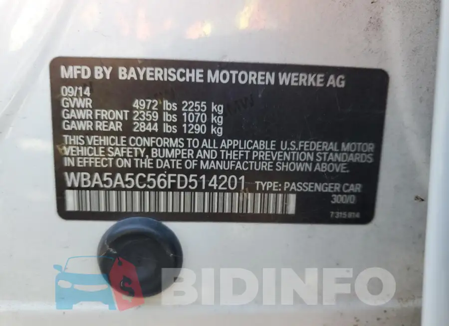 WBA5A5C56FD514201 Photo# 12