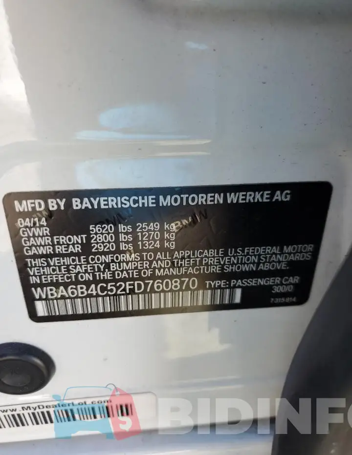 WBA6B4C52FD760870 Photo# 12