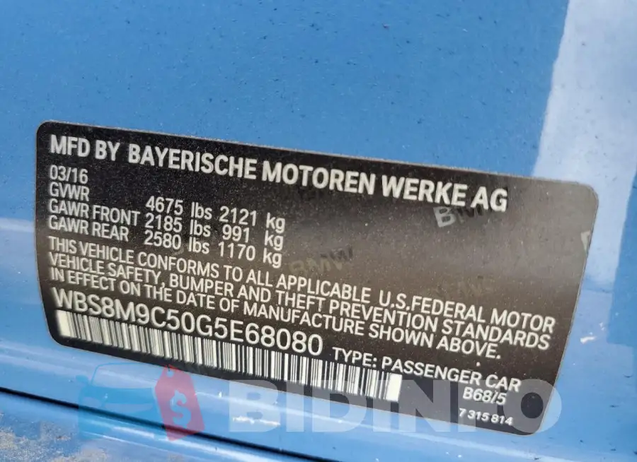 WBS8M9C50G5E68080 Photo# 12