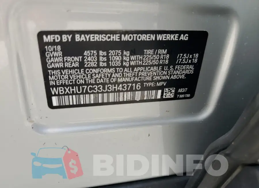 WBXHU7C33J3H43716 Photo# 14