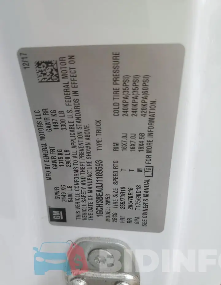 1GCHSBEA0J1189593 Photo# 12