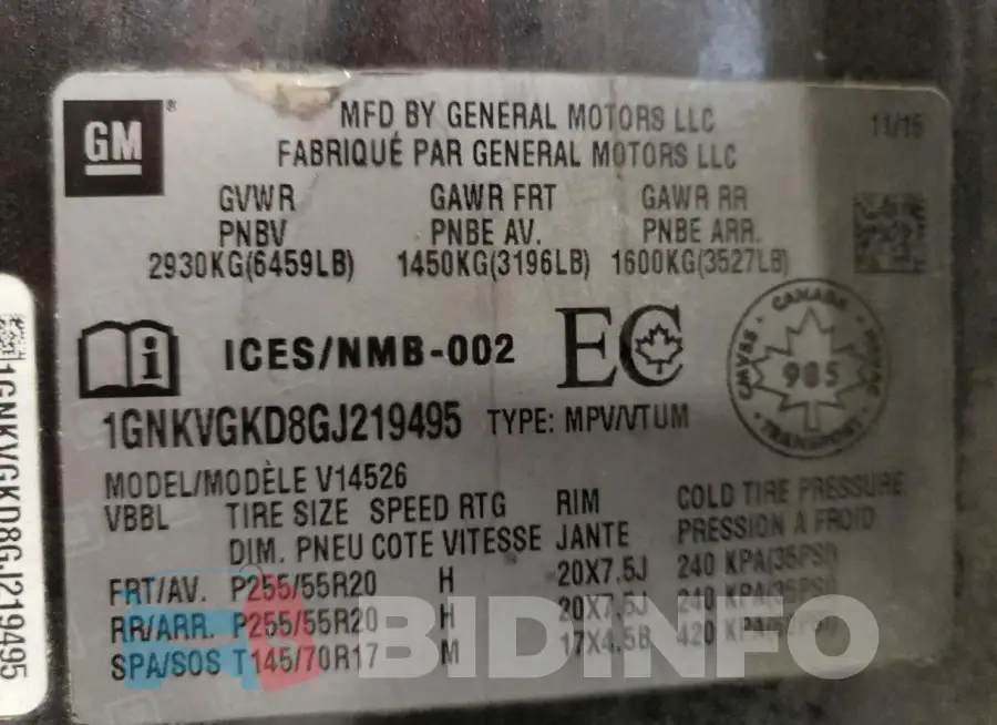 1GNKVGKD8GJ219495 Photo# 13