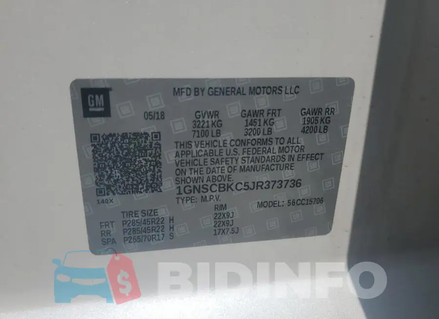 1GNSCBKC5JR373736 Photo# 13