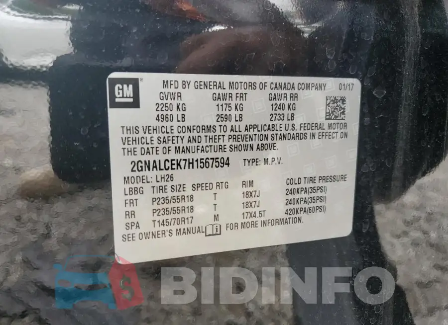 2GNALCEK7H1567594 Photo# 14