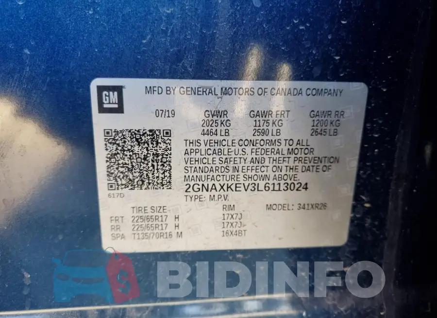 2GNAXKEV3L6113024 Photo# 14