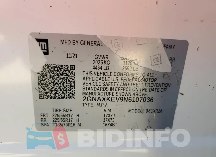 2GNAXKEV9N6107036 Photo# 13