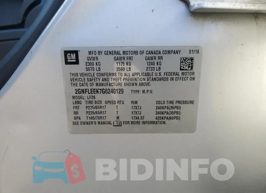 2GNFLEEK7G6240129 Photo# 13