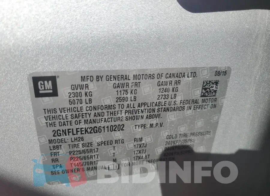 2GNFLFEK2G6110202 Photo# 12
