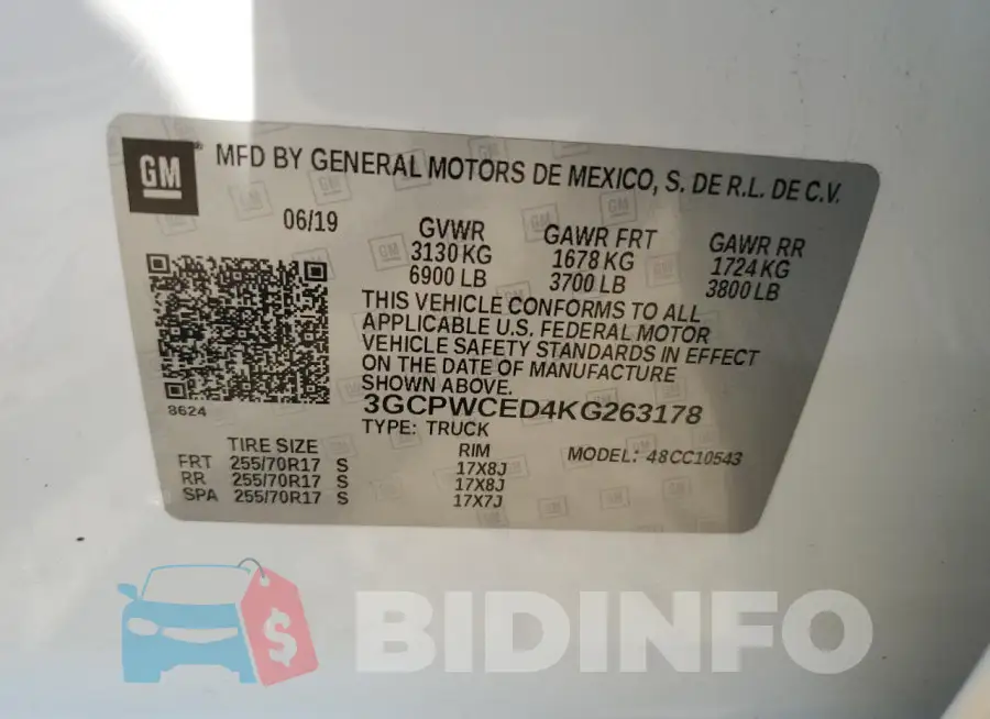 3GCPWCED4KG263178 Photo# 12