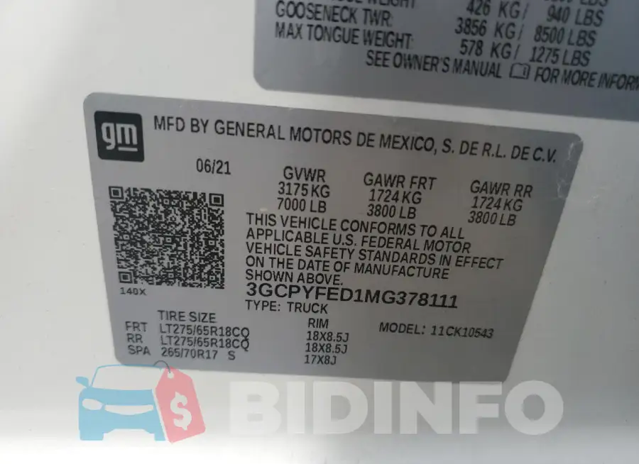 3GCPYFED1MG378111 Photo# 12