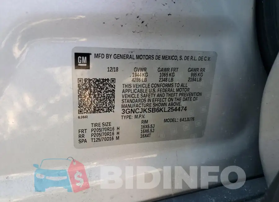3GNCJKSB6KL254474 Photo# 14