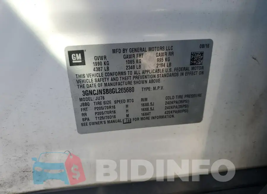 3GNCJNSB8GL265680 Photo# 13