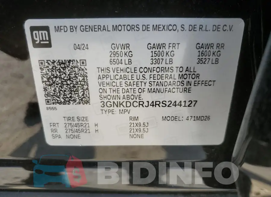 3GNKDCRJ4RS244127 Photo# 13