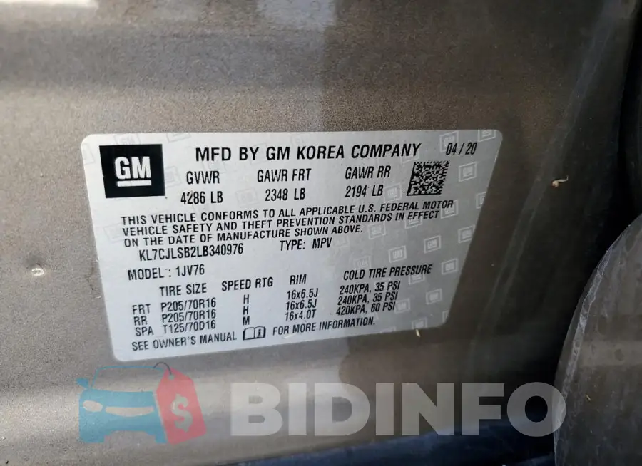 KL7CJLSB2LB340976 Photo# 14
